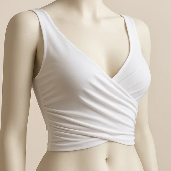 FASHION NOVA white faux wrap bandage crop top - womens size medium - Picture 1 of 6